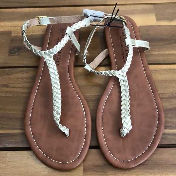 Aeropostale Shoes - New Aeropostale Womens Braided Sandals Gold Strap Flat Sole Size 7